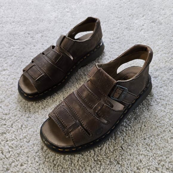 Vintage Dr Marten Sandals Men 14 Brown Chunky Y2K Sandals Leather NEW 9074